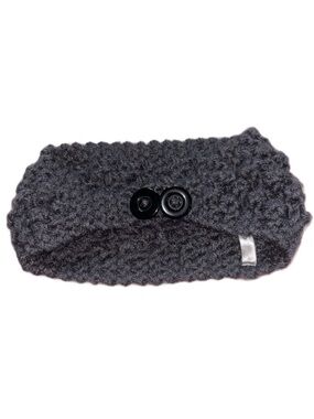 Kids Black Knit Button Headband
